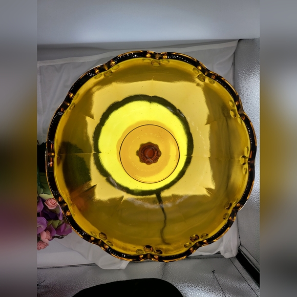 Vintage Amber Indiana Glass Teadrop Pedestal Bowl - Picture 5 of 5